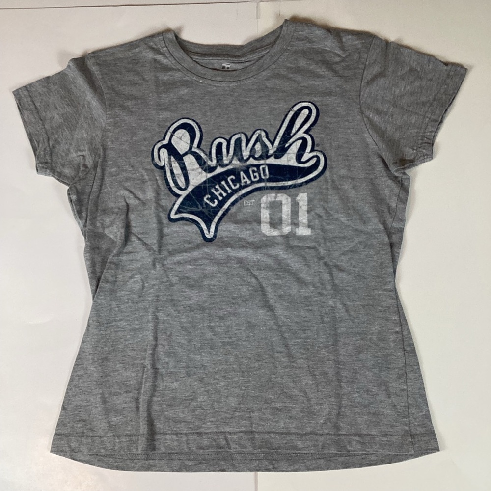 Rush Chicago Womens T Shirt Size Large Stretch Comfort Athletic Crew Neck Gray